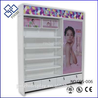 Fashion style high quality cosmetic showcase led light display cabinet cosmetic retail store cabinet